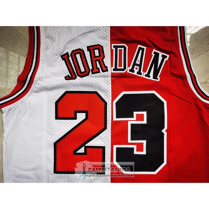 Camiseta Chicago Bulls Michael Jordan NO 23 Split Blanco Rojo